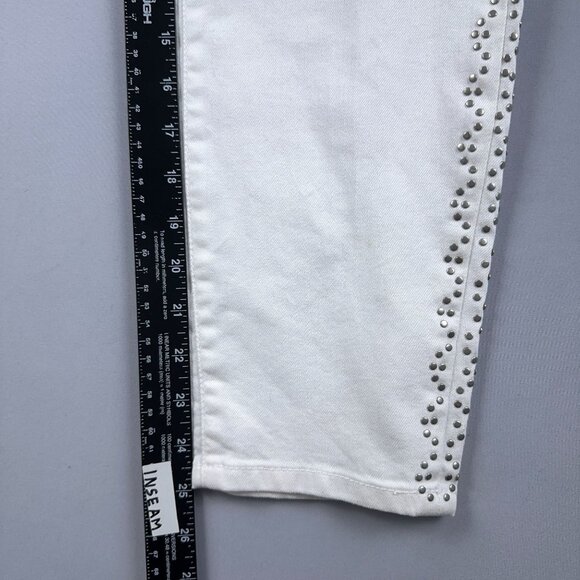 D Jeans Ankle Skinny Jeans Womens Size 12P Studded Hem Mid Rise White - Picture 9 of 12
